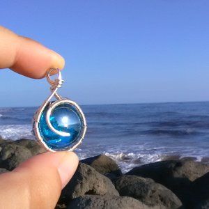 Silver Wrapped Turquoise Ocean Necklace